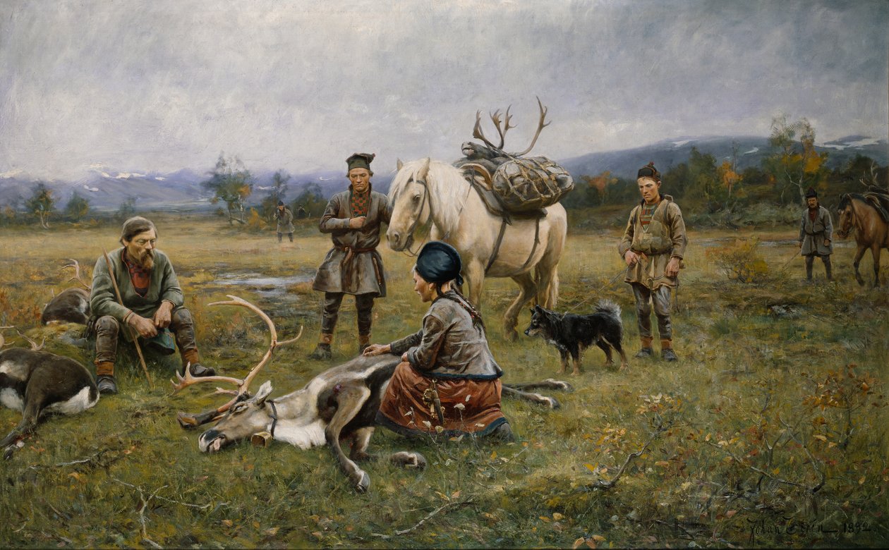 Laponci sbírají výstřel sobů, 1892 od Johan Tiren