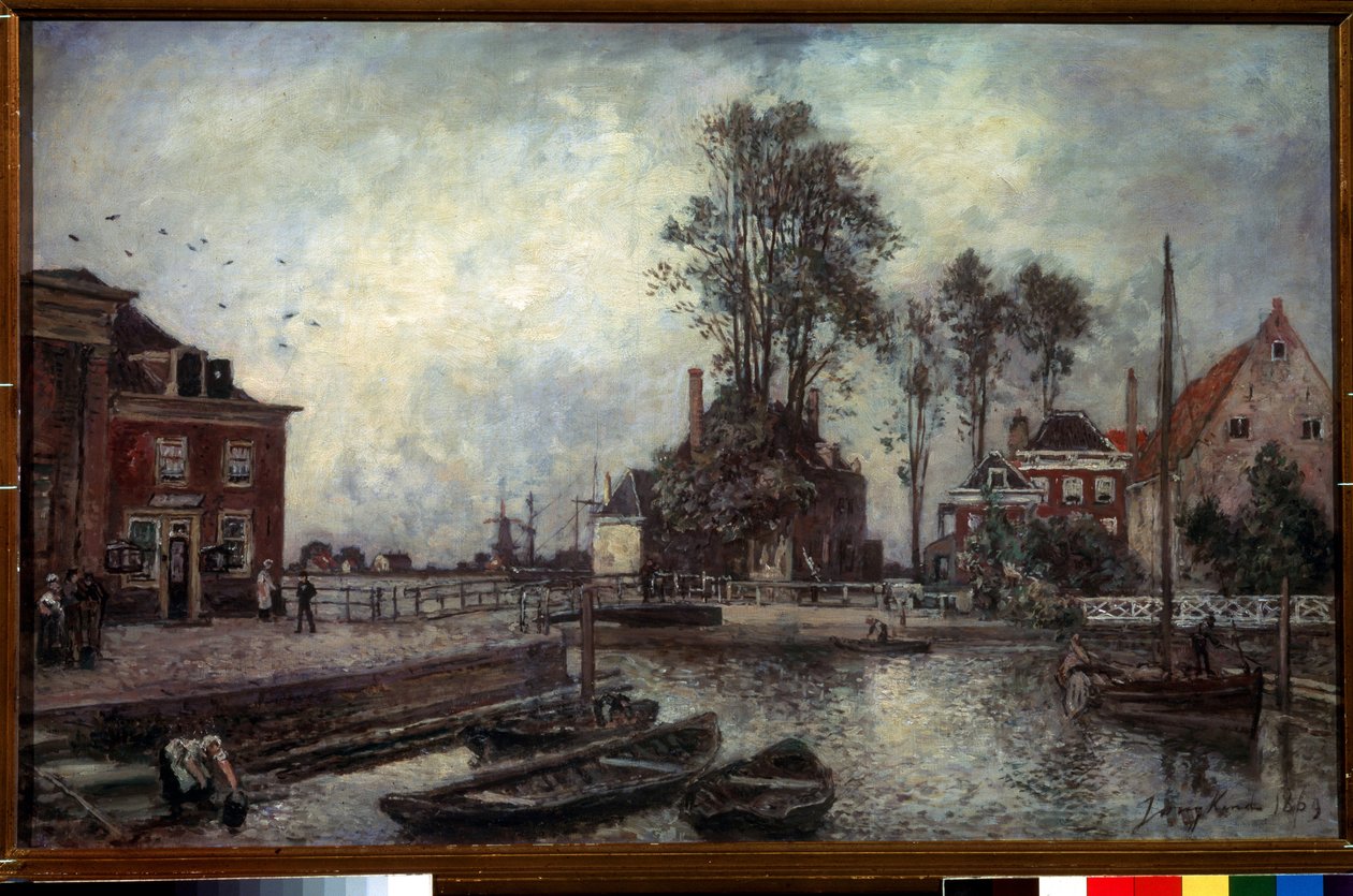 Canal quay (nábřeží kanálu). Obraz od Johana Bartholda Jongkinda (1819-1891) od Johan Barthold Jongkind