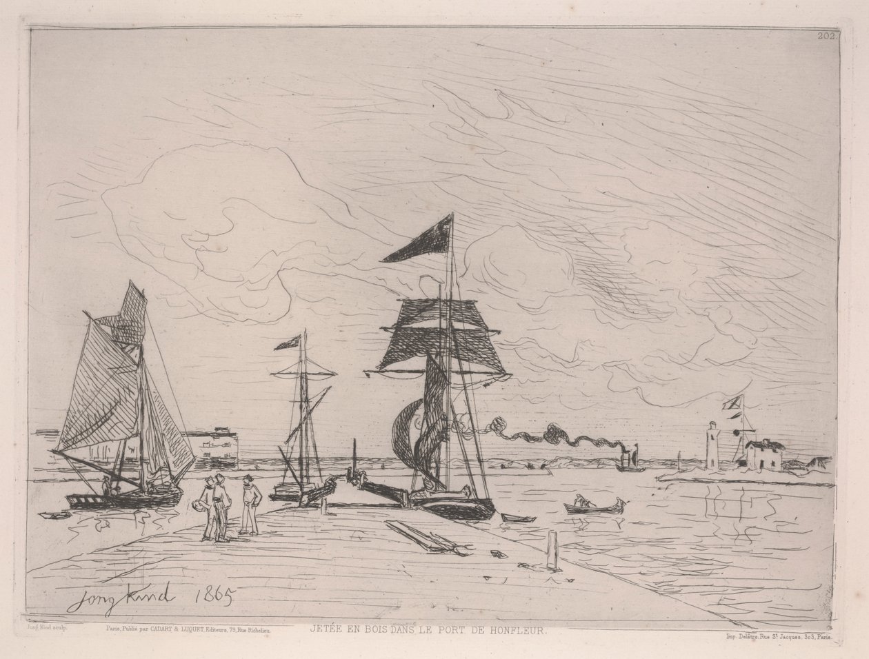 Dřevěné molo v přístavu Honfleur od Johan Barthold Jongkind