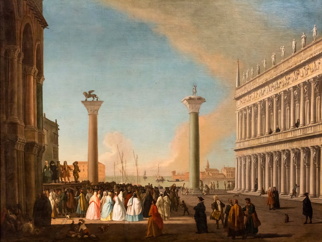 Pohled na Piazzettu, Benátky, asi 1730-35 (olej na plátně) od Johan Anton Richter