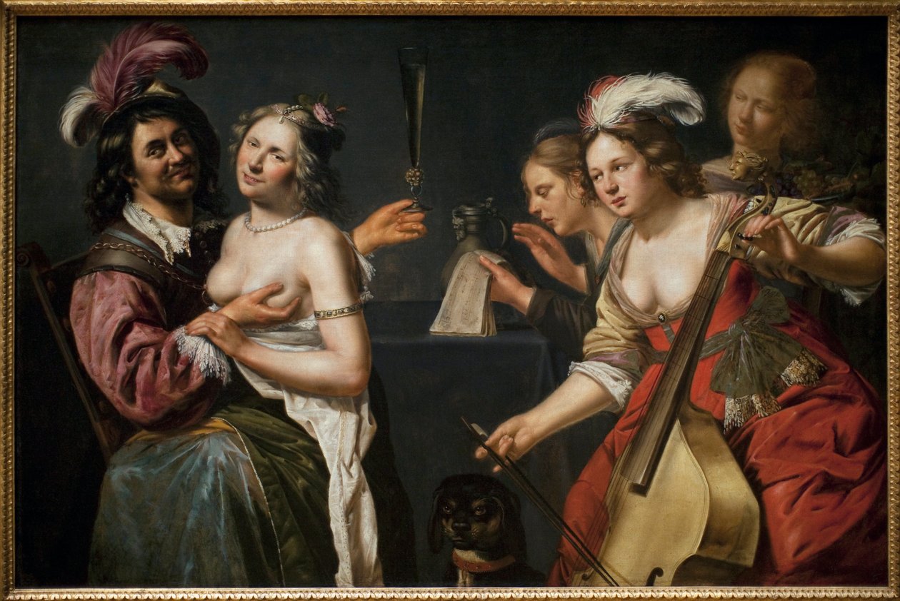 Marnotratný syn neboli „alegorie pěti smyslů“. Obraz Johannese Baecka (asi 1600-1654), olej na plátně od Johan Baeck