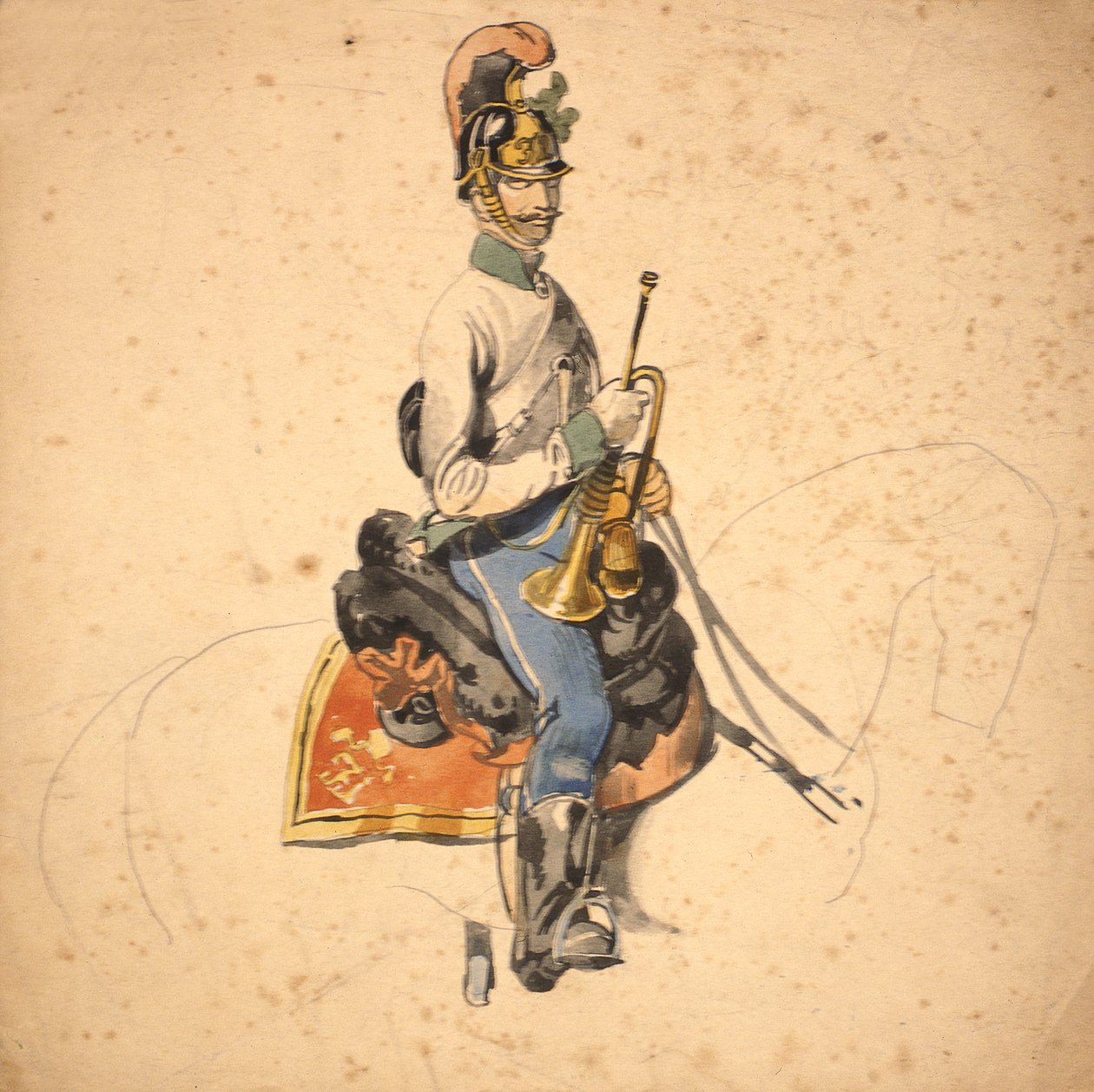 Voják 5. dragounského pluku, princ Evžen Savojský 1840-50 od Johan Baptiste Heinefetter