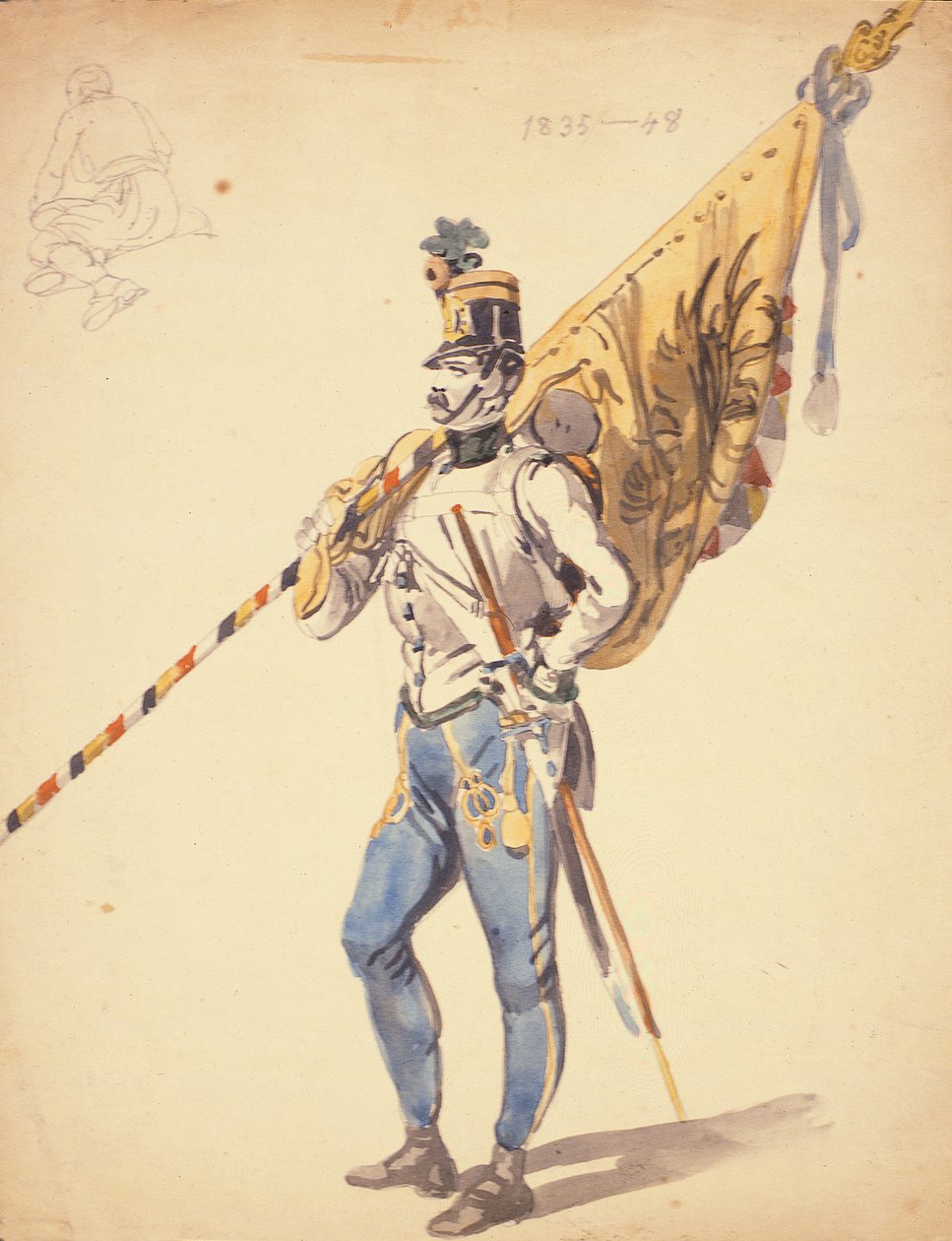 Důstojník s barvou praporu maďarského pěšího pluku, 1835-1848, 19. od Johan Baptiste Heinefetter