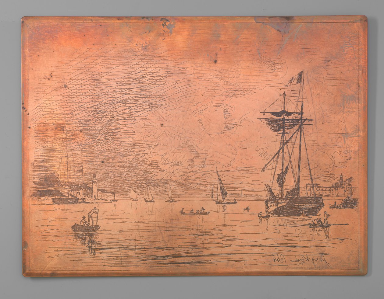 Přístav Honfleur od Johan Barthold Jongkind (signed by artist)