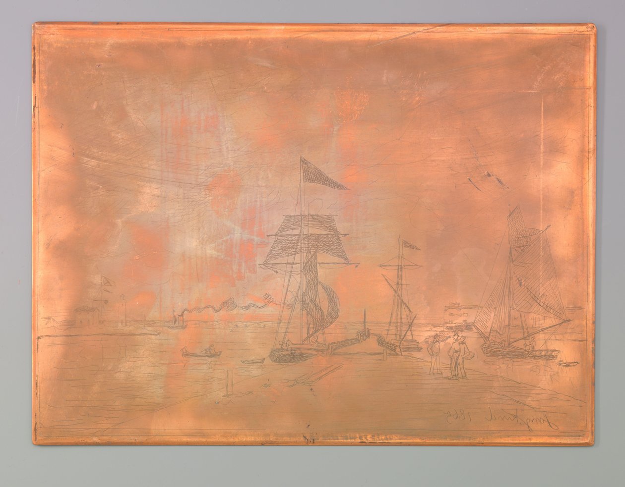 Molo v přístavu Honfleur od Johan Barthold Jongkind (signed by artist)