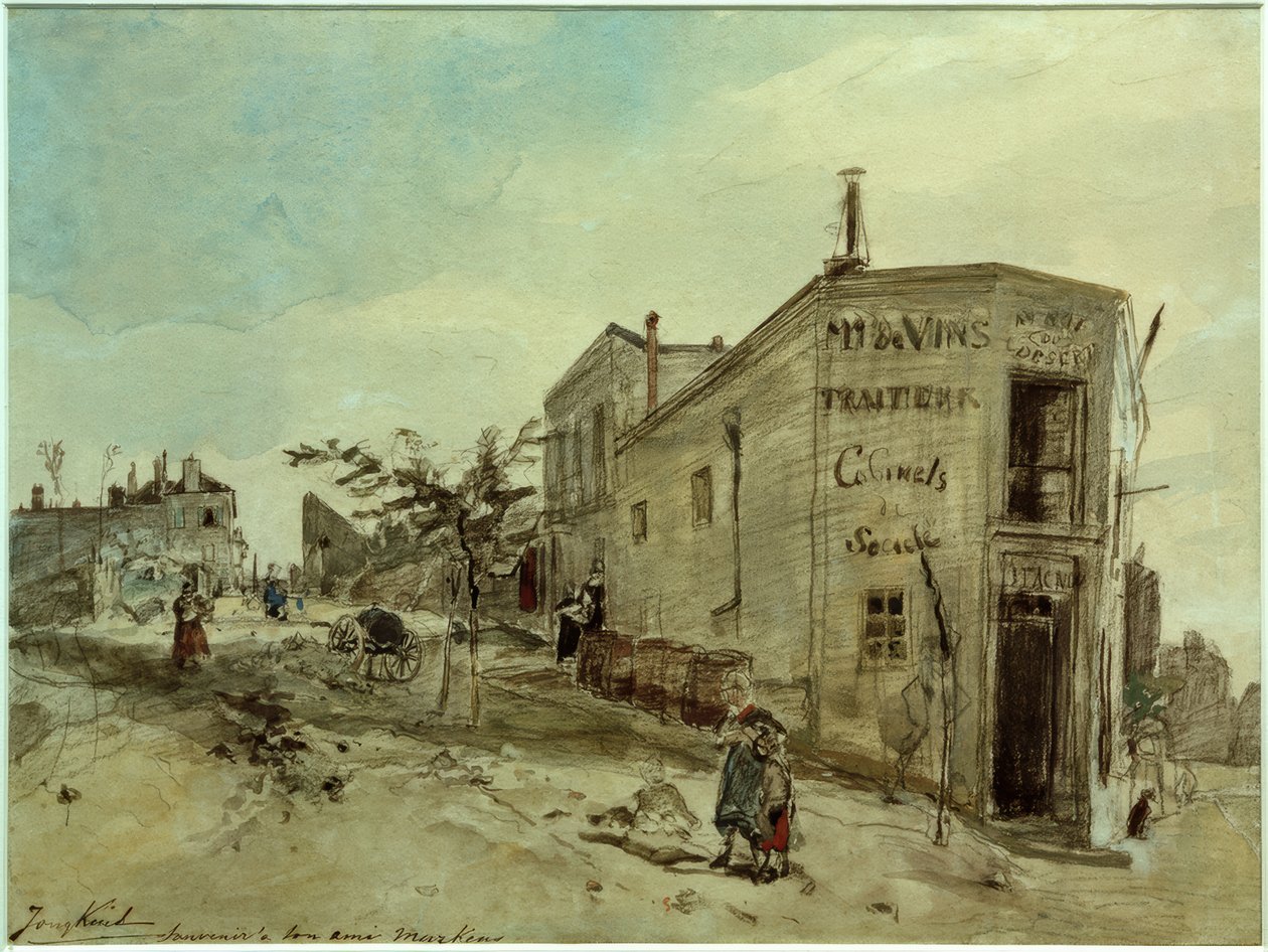 Pohled na Montmartre, kavárnu Le Roi du Desert od Johan Barthold Jongkind
