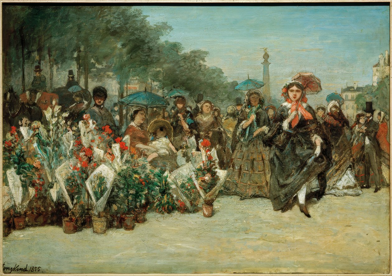 Květinový trh na Richard-Lenoir Boulevard od Johan Barthold Jongkind