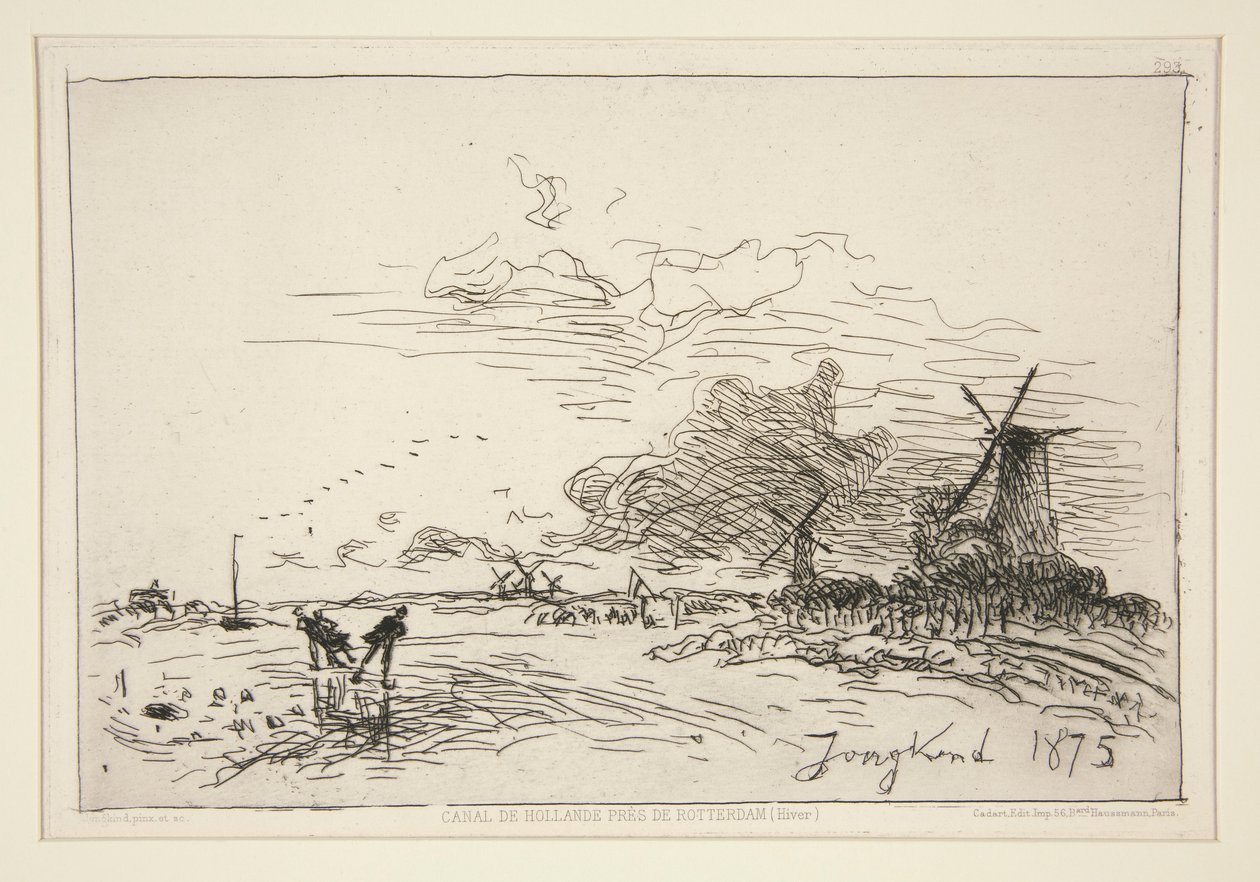 Canal de Hollande, pr?s de Rotterdam (Hiver) [Holland Canal, poblíž Rotterdamu (Zima)] od Johan Barthold Jongkind