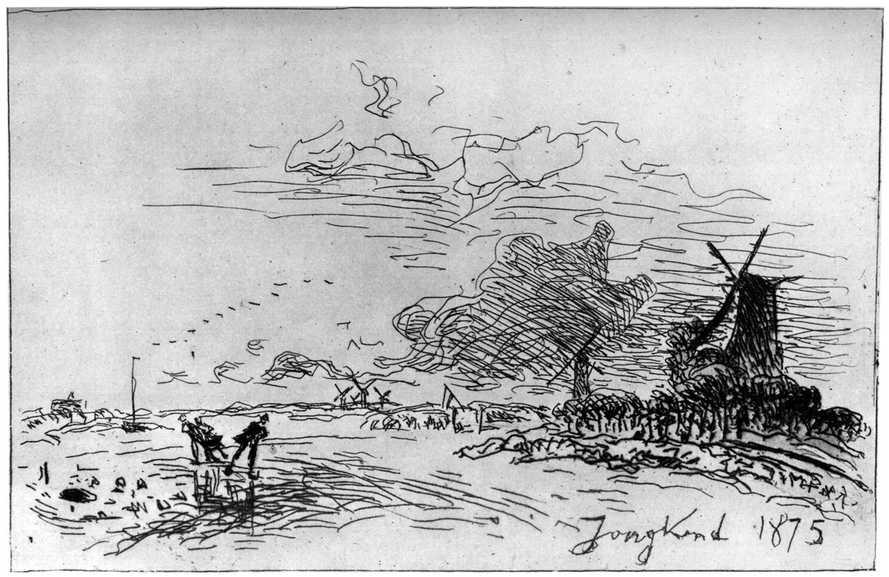 Canal pres Rotterdam, Canal Near Rotterdam c1830-1890 1924 od Johan Barthold Jongkind