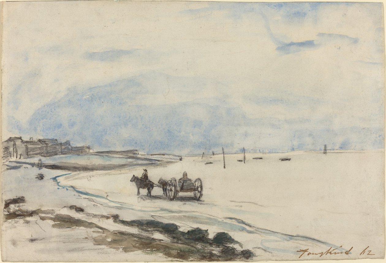 Vozík na pláži v Etretat, 1862. od Johan Barthold Jongkind