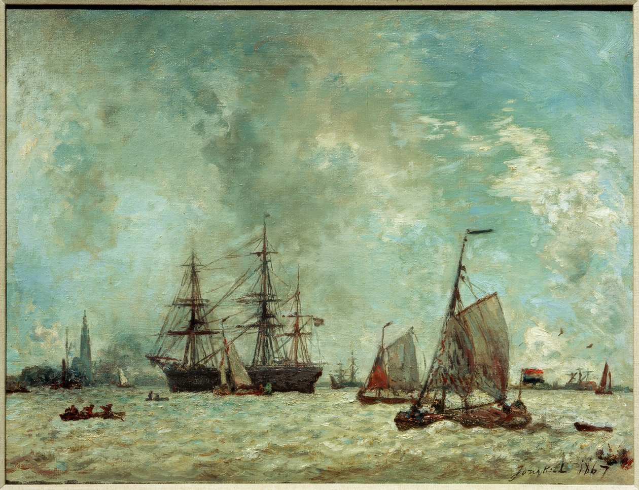 Antverpský přístav od Johan Barthold Jongkind