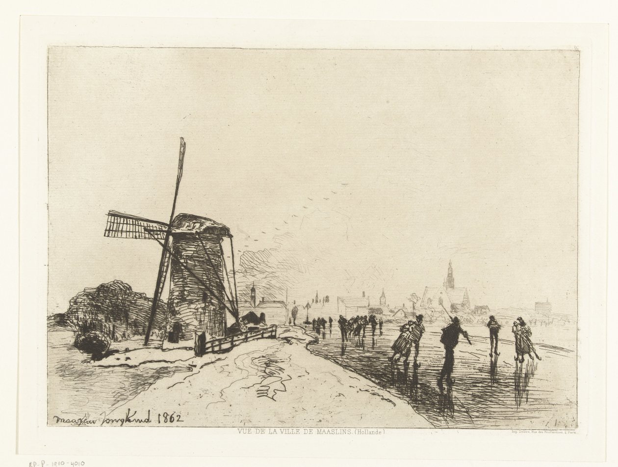 Pohled na Maassluis Vue de la ville de Maaslins (Hollande) (název série) od Johan Barthold Jongkind