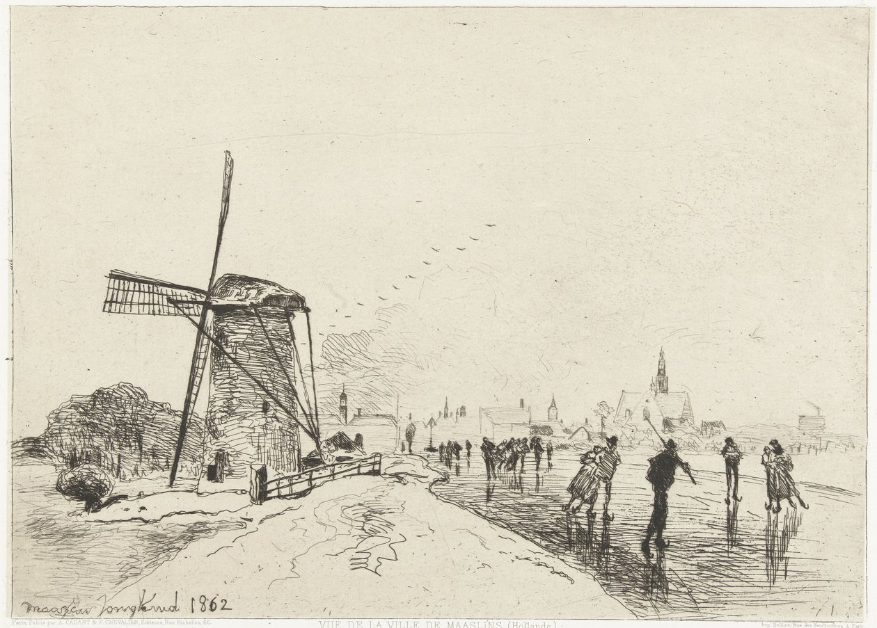 Pohled na Maassluis Vue de la ville de Maaslins (Hollande) (název na objektu) od Johan Barthold Jongkind
