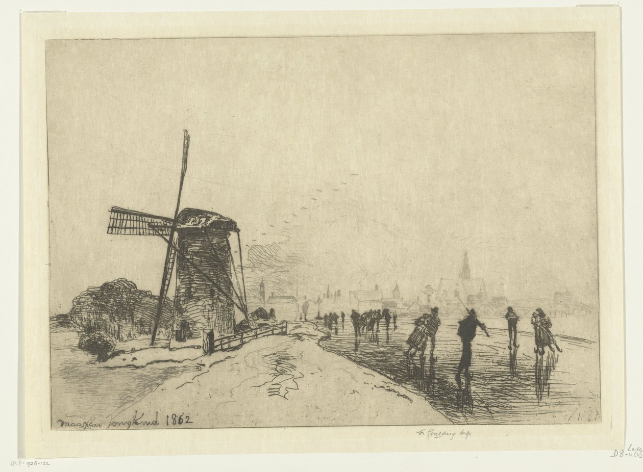 Pohled na Maassluis Vue de la ville de Maaslins (Hollande) (název na objektu) od Johan Barthold Jongkind