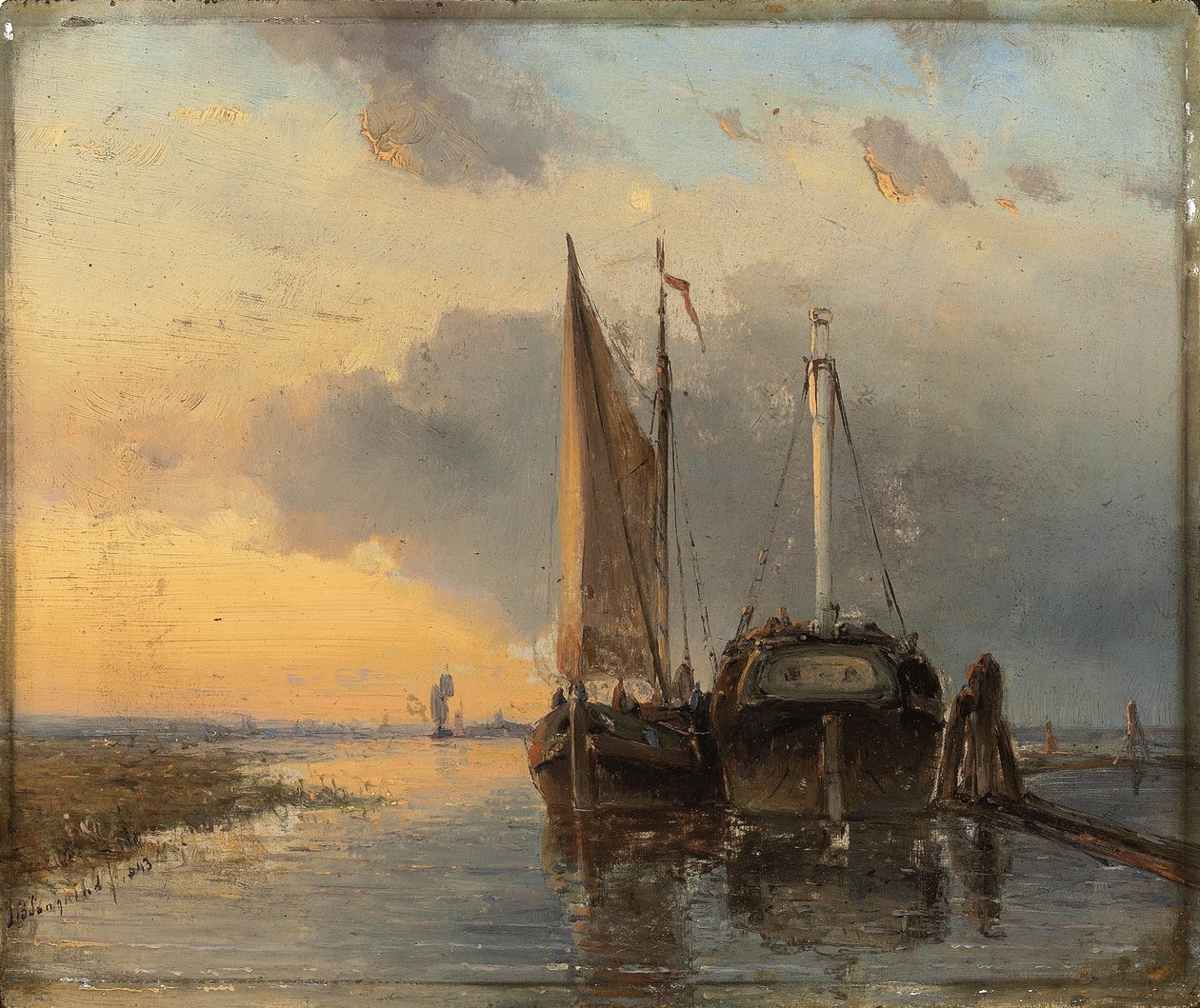 Přístav na holandské řece, 1843 od Johan Barthold Jongkind
