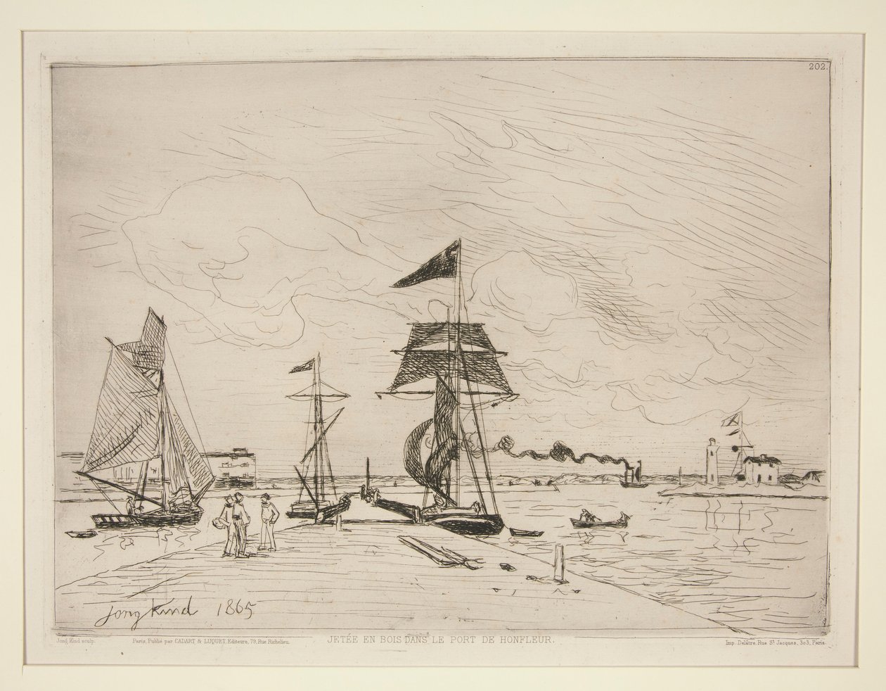Dřevěné molo v přístavu Honfleur od Johan Barthold Jongkind