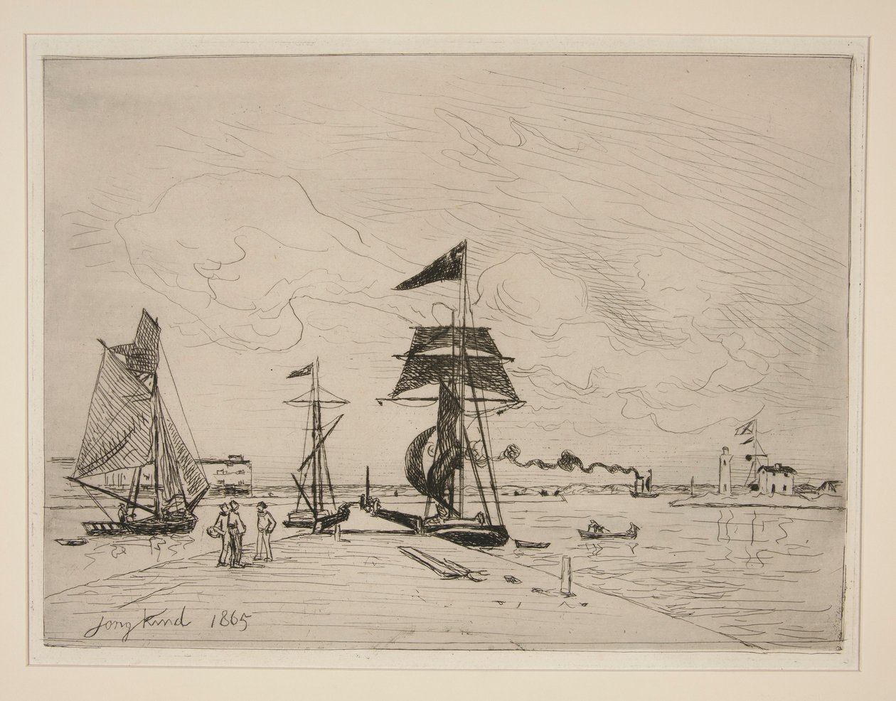 Dřevěné molo v přístavu Honfleur od Johan Barthold Jongkind