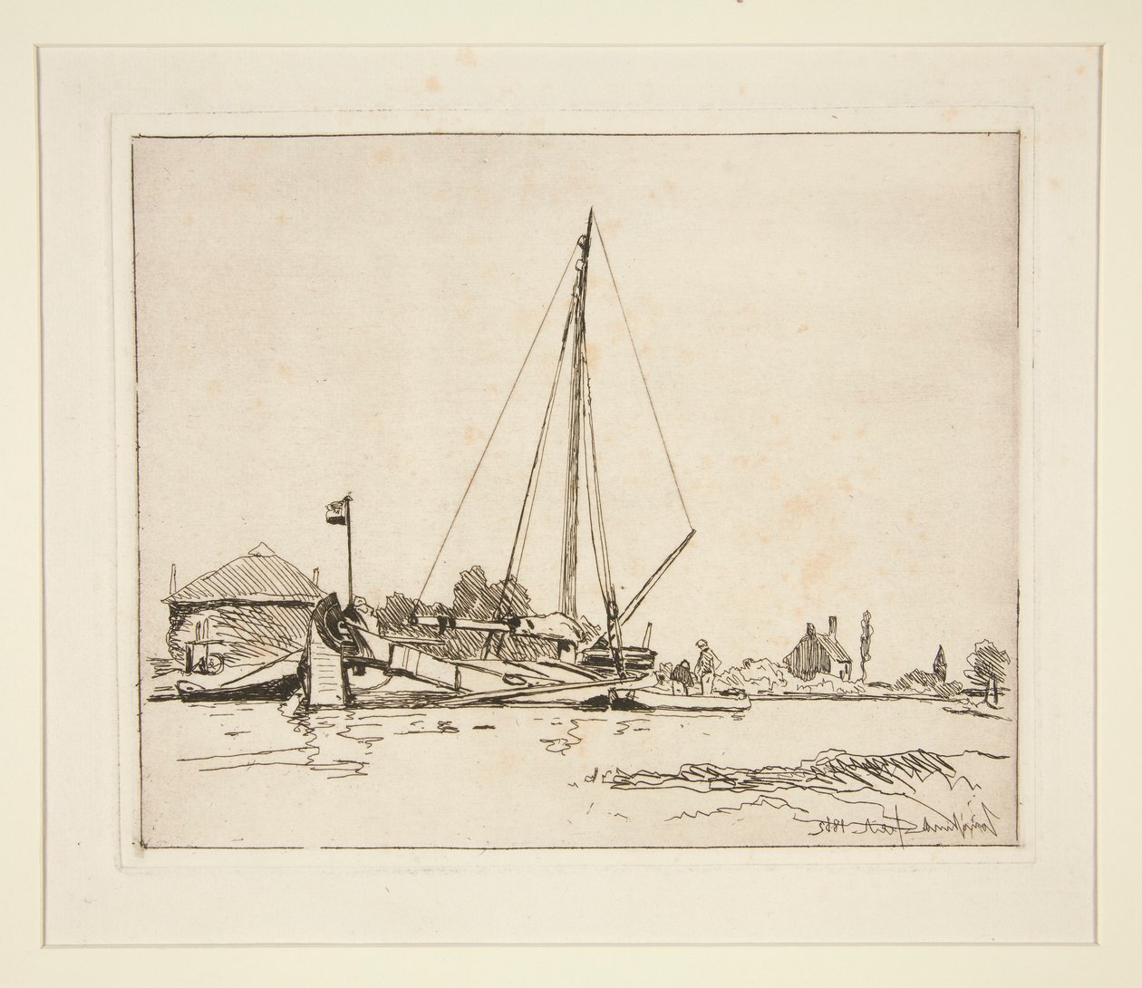 La Barque amarre (Ukotvená loď) od Johan Barthold Jongkind