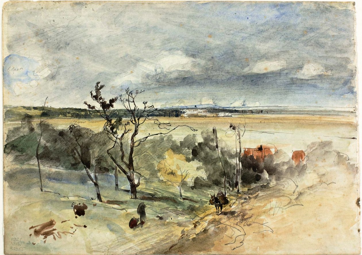 Krajina s mužem na oslu (recto) Dvě ženy v kavárně (verze) od Johan Barthold Jongkind