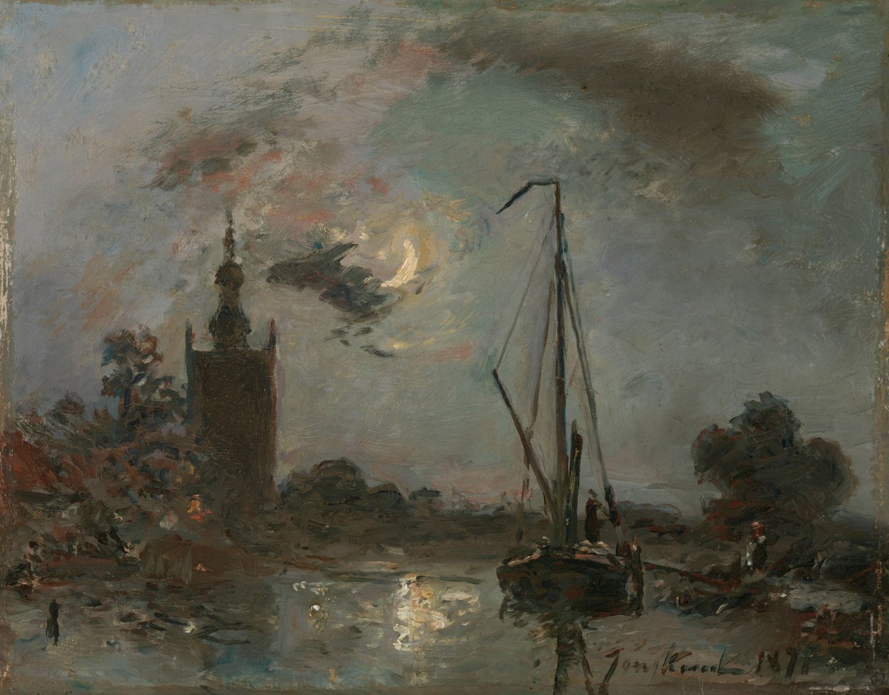 Overschie v měsíčním světle od Johan-Barthold Jongkind