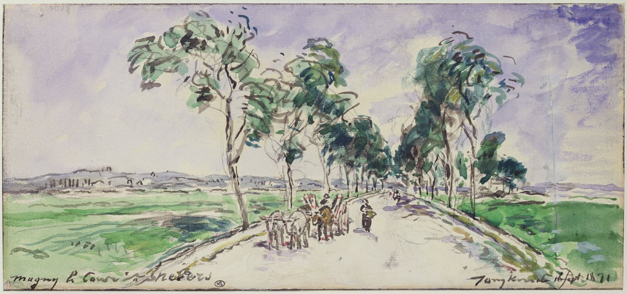 Road to Magny u Nevers, 1871 (wc na papíře) od Johan Barthold Jongkind