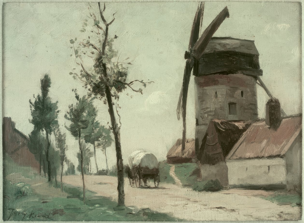 Ulice s větrným mlýnem od Johan Barthold Jongkind