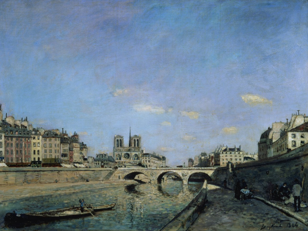 Seina a Notre Dame v Paříži od Johan Barthold Jongkind