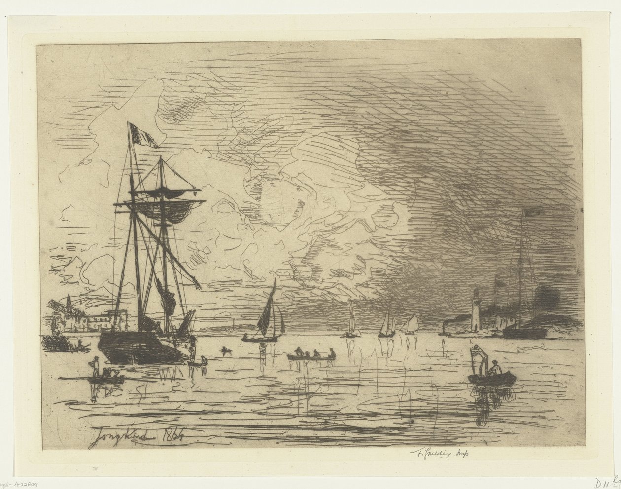 Výjezd z přístavu Honfleur Sortie du port de Honfleur (název na objektu) od Johan Barthold Jongkind