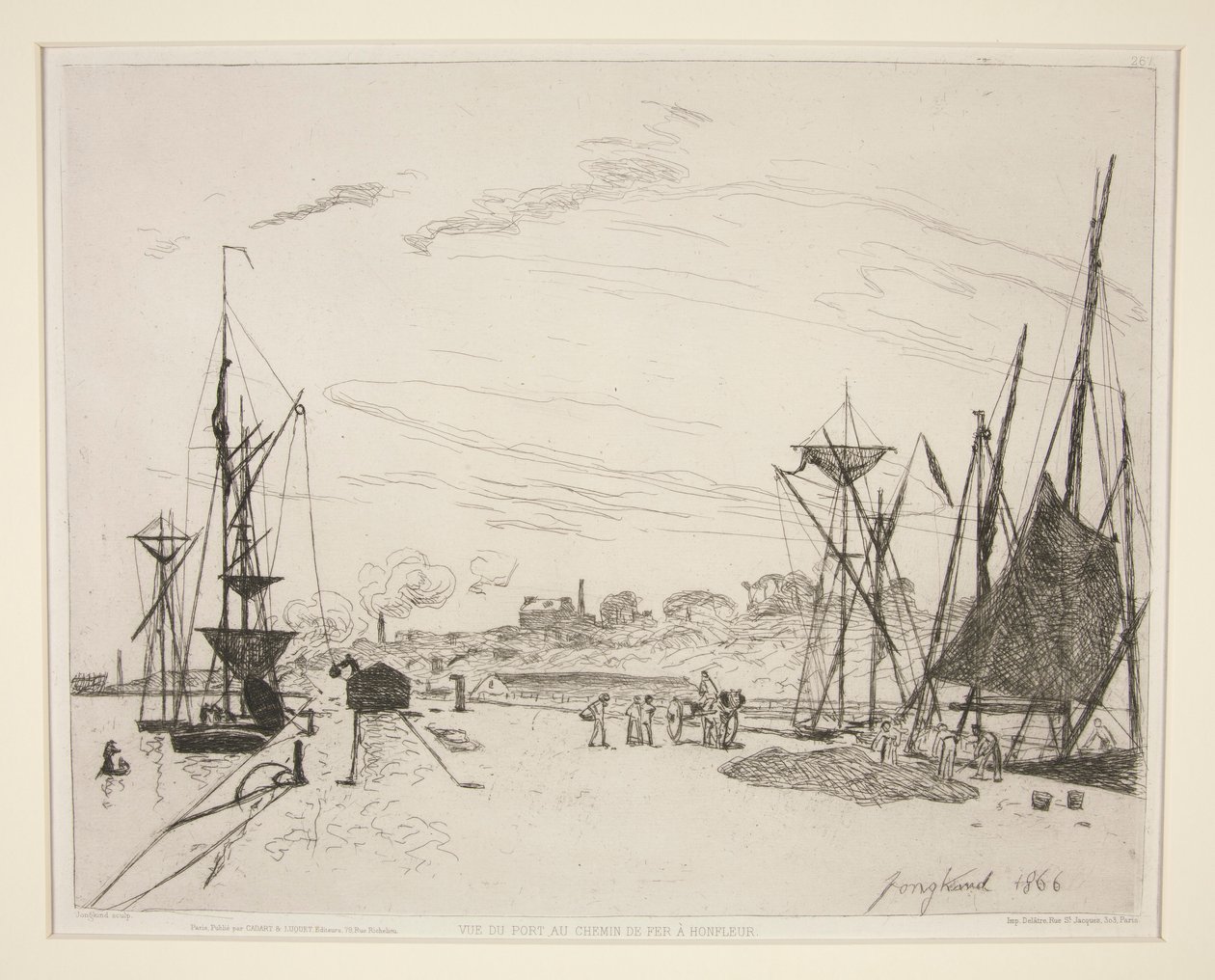 Pohled z přístavu na železnici? Honfleur (Pohled na přístav od železnice Honfleur) od Johan Barthold Jongkind