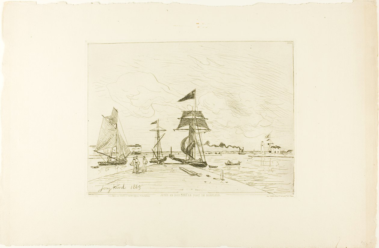 Dřevěné molo, přístav Honfleur od Johan Barthold Jongkind