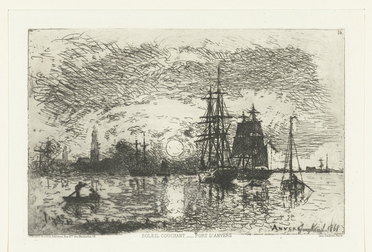Západ slunce v přístavu Antverpy Soleil couchant - Port d