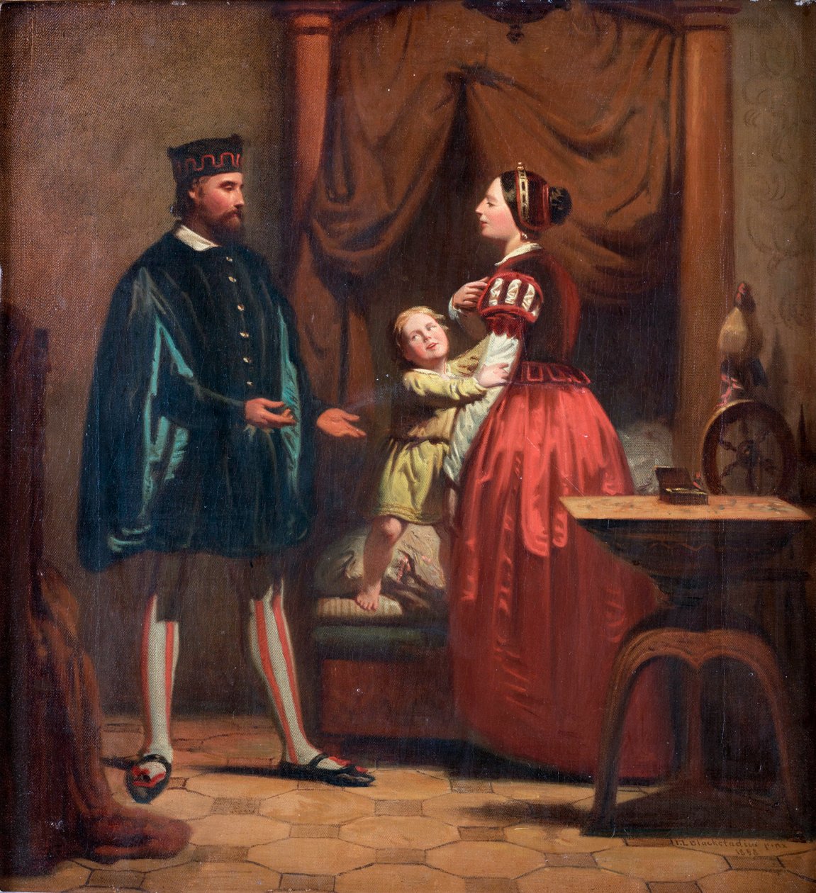 Catherine Maansdatter (1550-1612), Erik XIV de Suede (1533-1577) et leur fils Gustaf (1568-1607) - Karin Mansdotter, Eric XIV a Son Gustav - Peinture de Johan Zacharias Blackstadius (1816-1875) od Johan Blackstadius