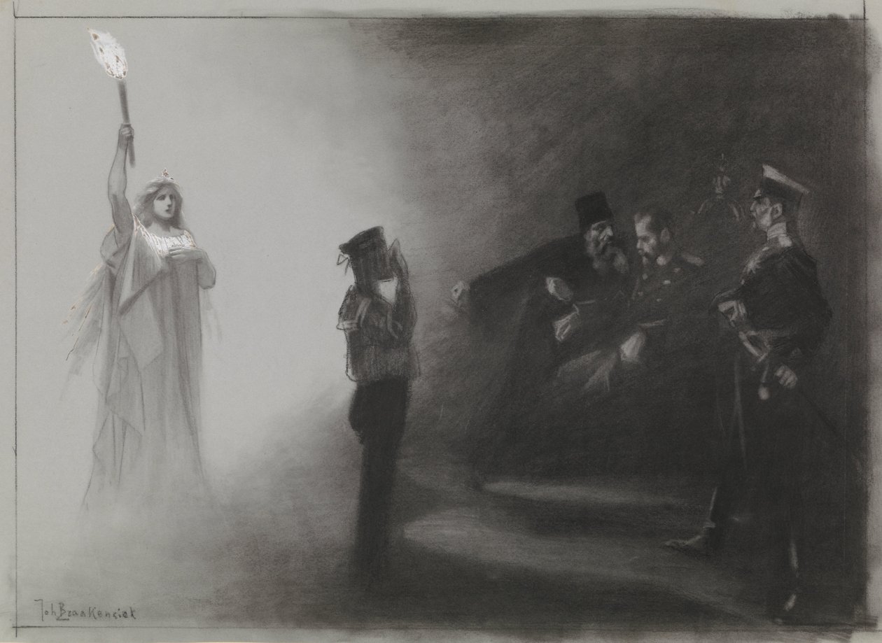 Návrh pro ilustraci v De Amsterdammer: Porážka Ruska na moři, 4. června 1905 od Johan Braakensiek