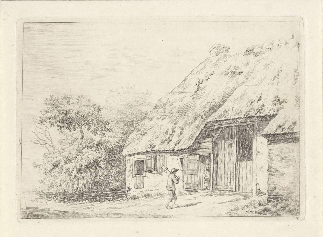 Muž s rýčem na farmě od Johan Christiaan Willem Safft