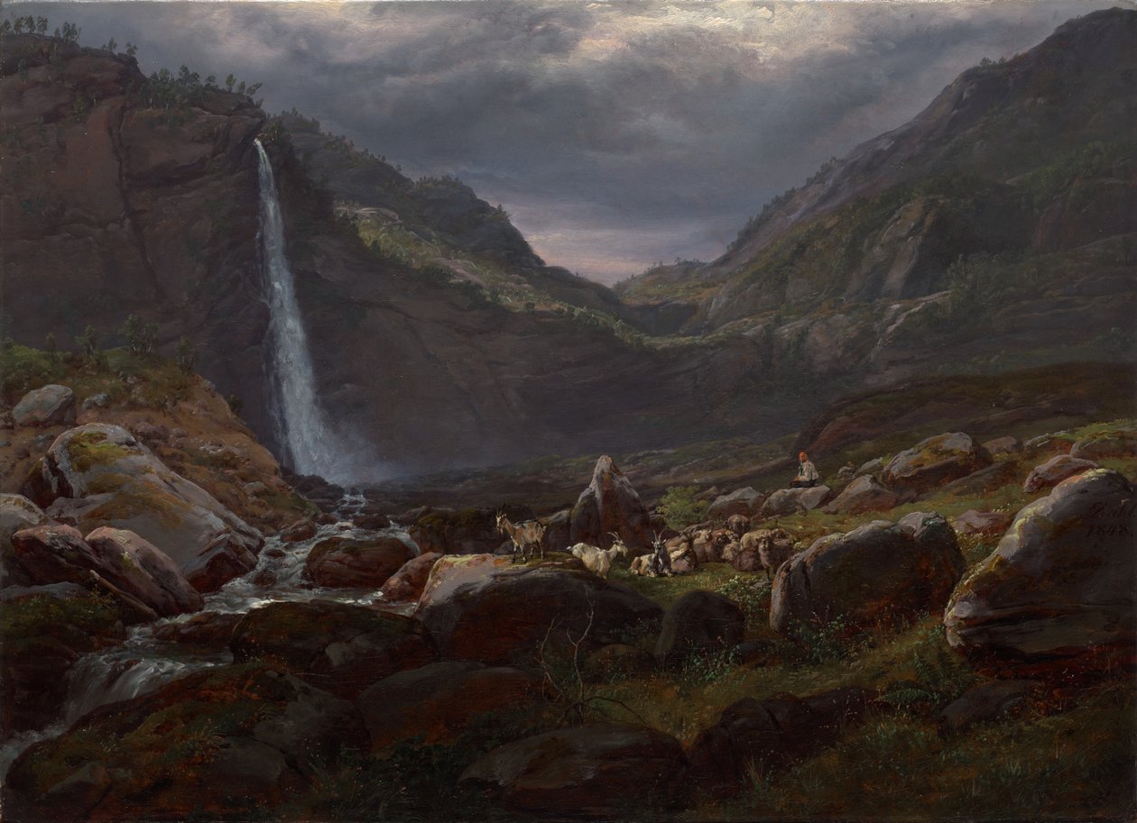 Vodopád Feige (Feigefossen), Lysterfjord, Norsko od Johan Christian Dahl