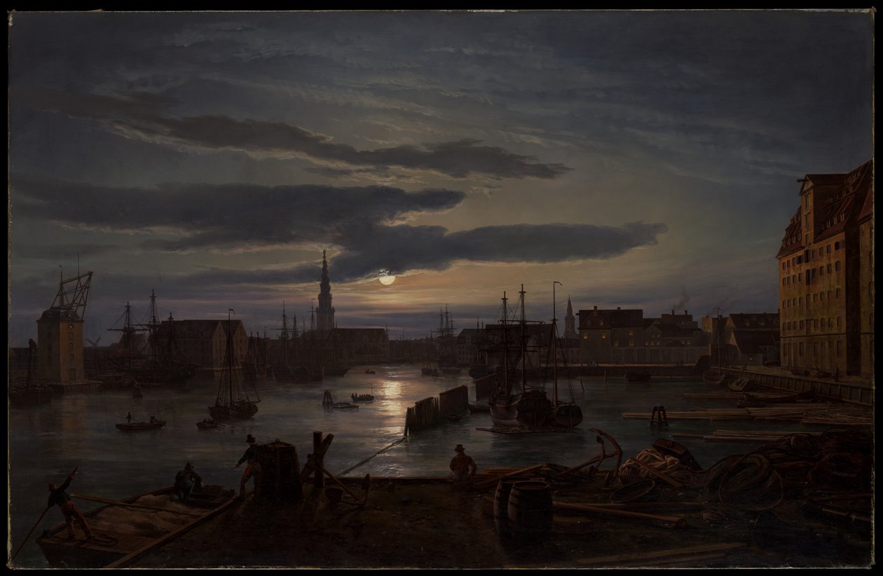Kodaňský přístav za měsíčního svitu od Johan Christian Dahl