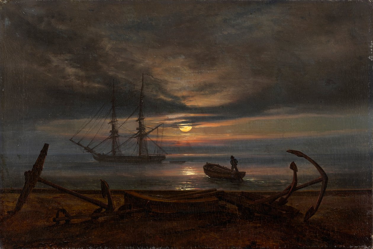 Dánské pobřeží za měsíčního svitu od Johan Christian Dahl