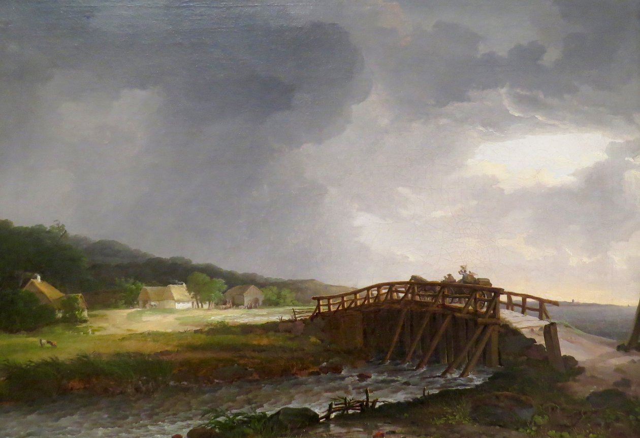 Dánsky: Most přes řeku Tryggevælde s výhledem na Køge Most přes řeku Tryggevælde s výhledem na Køge, Zélandie od Johan Christian Dahl