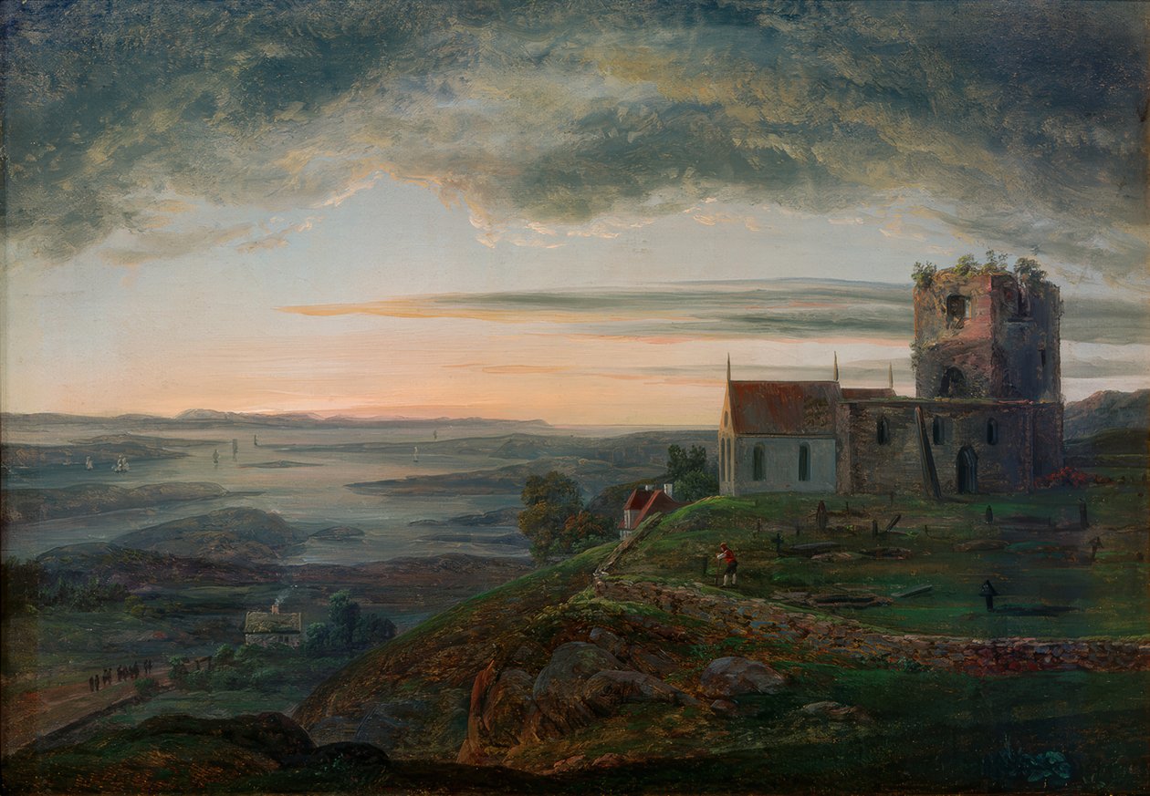 Zřícenina kostela Avaldsnes na Karmoey od Johan Christian Dahl