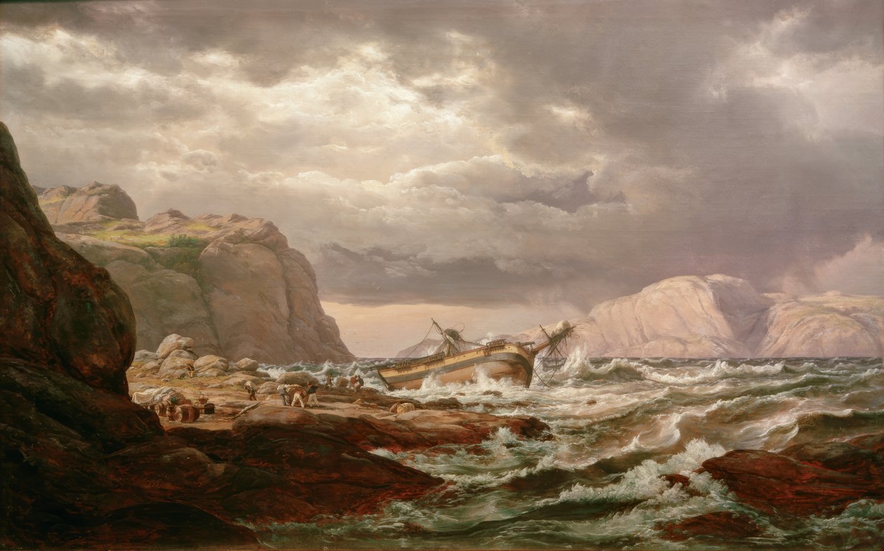 Uvízlá loď na norském pobřeží od Johan Christian Dahl