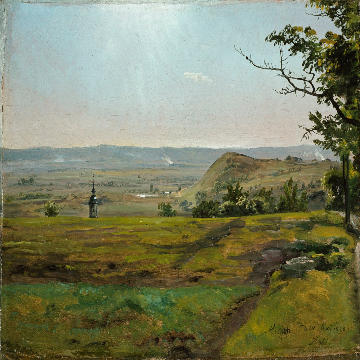 Zelená pole u Míšně. Studie od Johan Christian Dahl