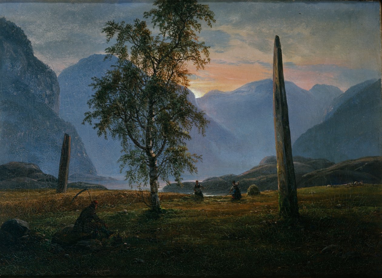 Krajina s pamětními kameny od Johan Christian Dahl