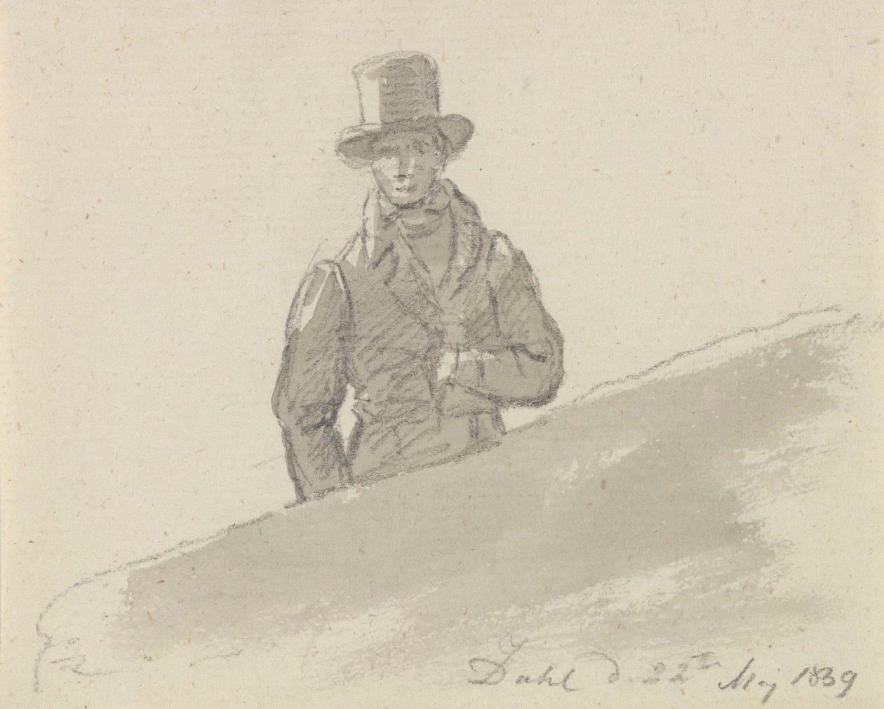 Mužská postava s kloboukem od Johan Christian Dahl