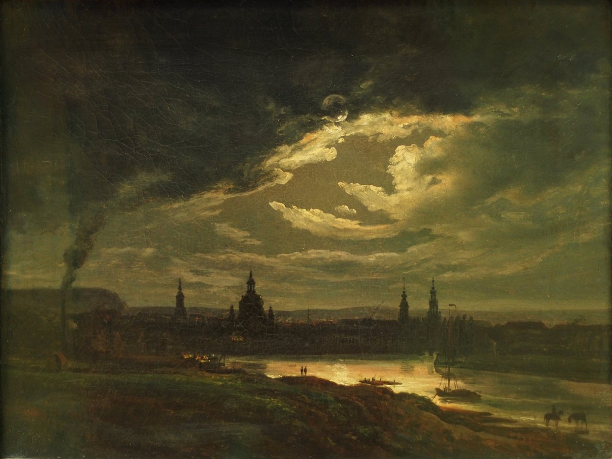Noční pohled na Drážďany od Johan Christian Dahl