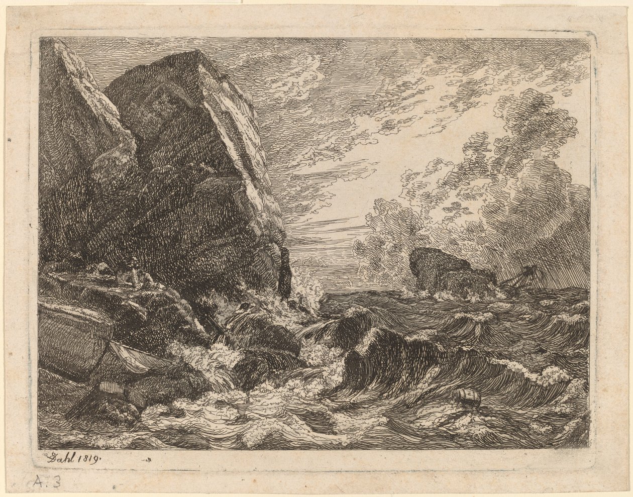 Norské pobřeží během bouře od Johan Christian Dahl