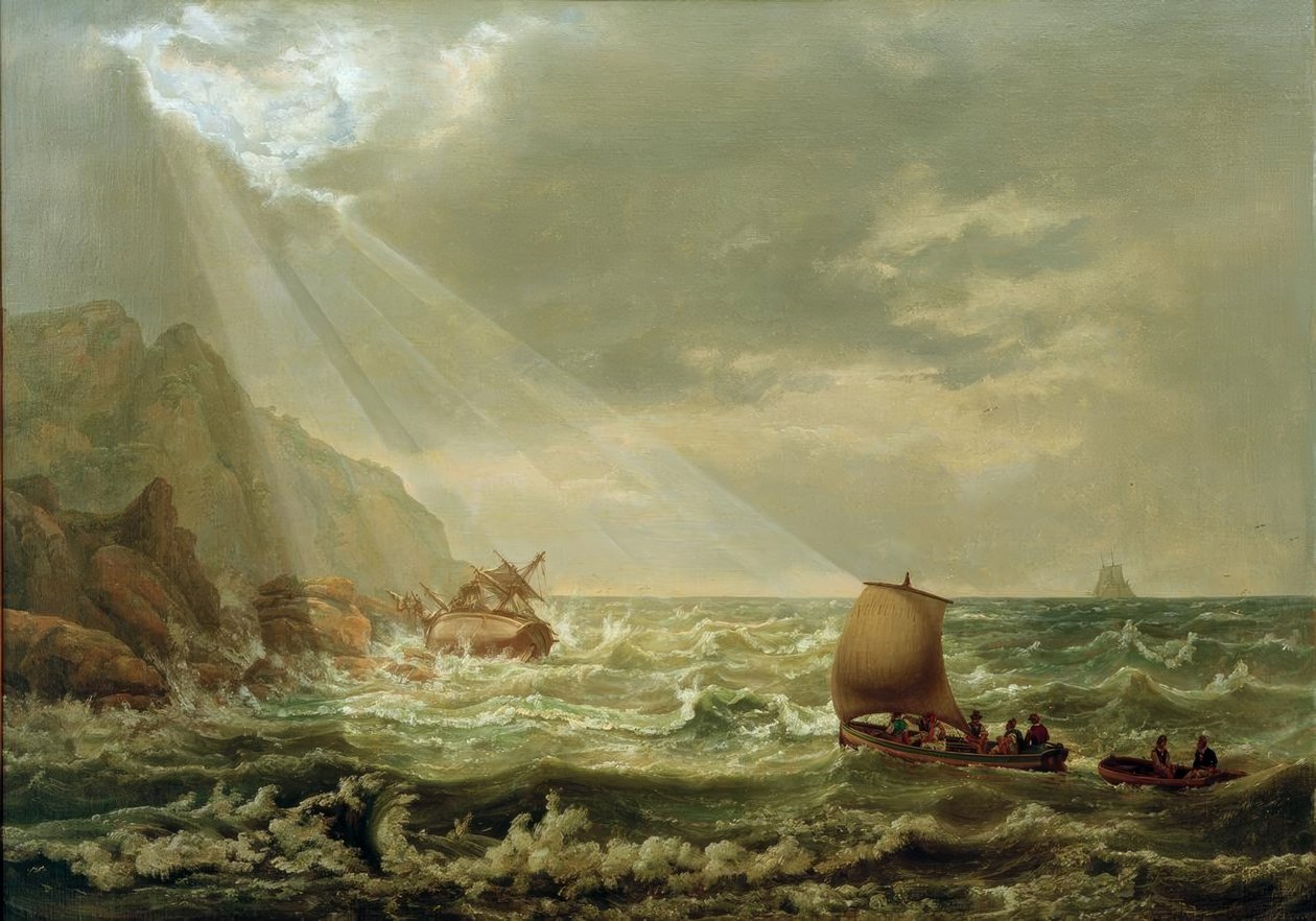 Ztroskotání na skalnatém pobřeží Capri od Johan Christian Dahl