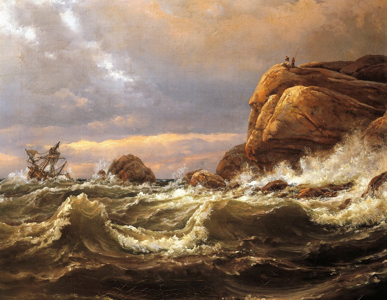 Vrak lodi na pobřeží mezi Larvikem a Fredriksvernem od Johan Christian Dahl