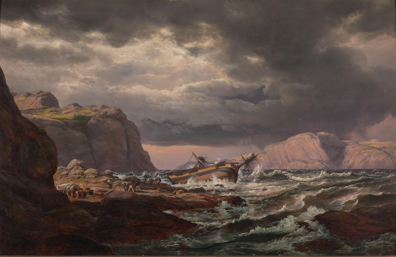 Ztroskotání na pobřeží Norska od Johan Christian Dahl