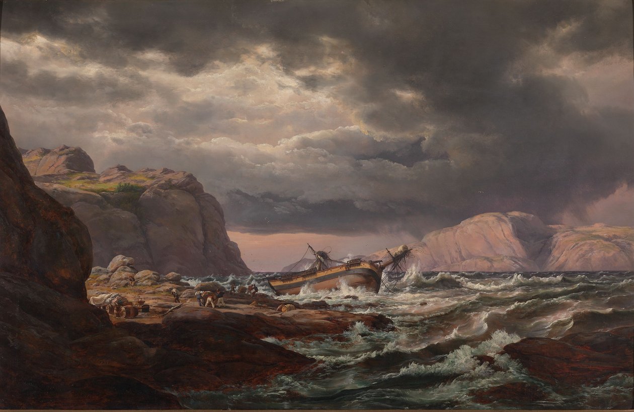 Ztroskotání lodi na pobřeží Norska od Johan Christian Dahl