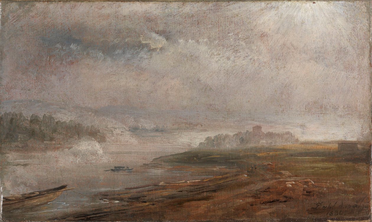 Labe v mlhavém ránu od Johan Christian Dahl
